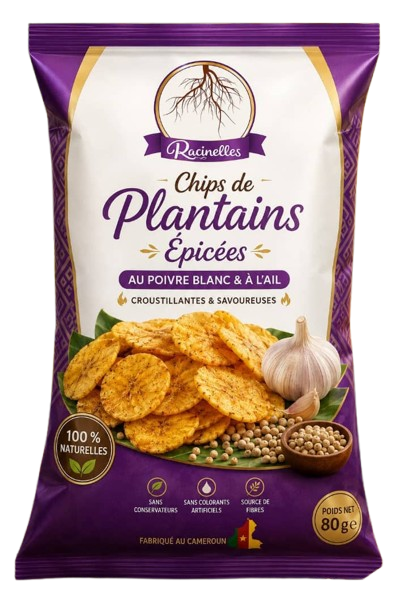 RACCINELLES Chips De Plantains Epicées au poivre blanc & l'ail 80 gram – GTIN 6176000145660