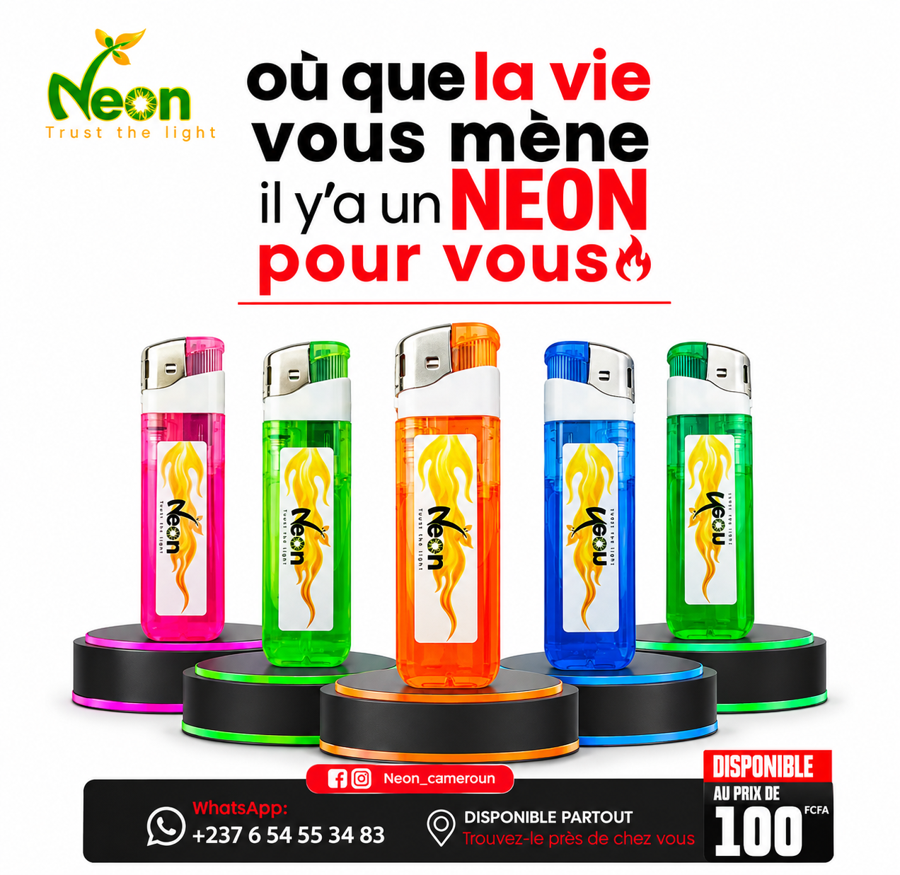 NEON Briquet À Gaz Jetable simple 1 piece