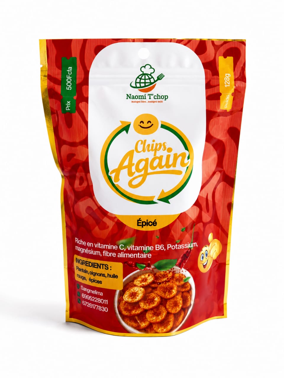 NAOMI TCHOP Chips Again épicé 128 gram – GTIN 6176000189701